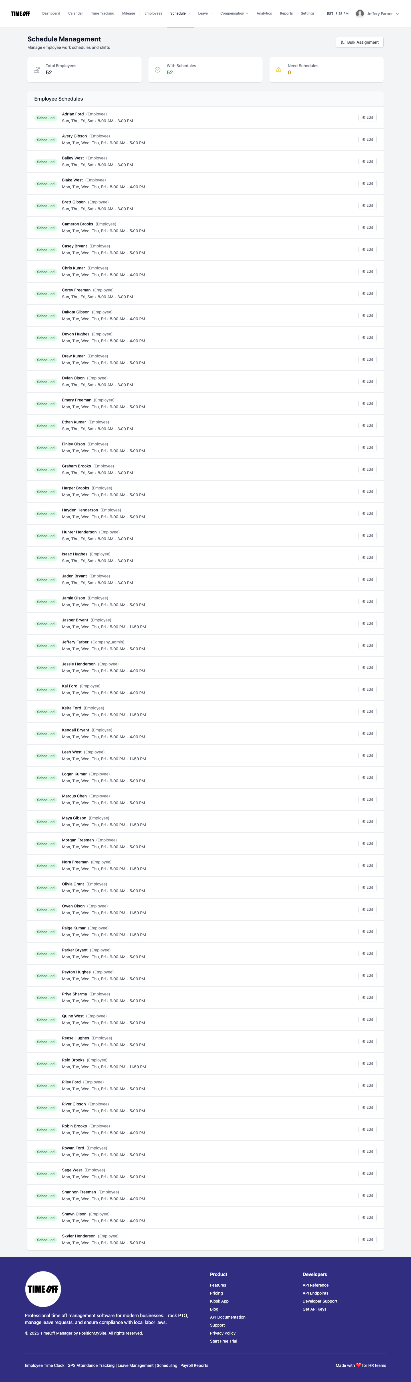 Schedule Management Overview in TimeOff Manager